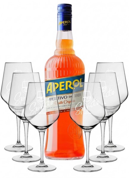 Geschenk-Set Aperol 1l mit 6 Gläsern Sonderedition "Spritz"