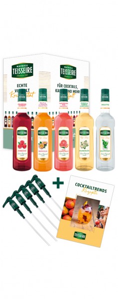 Teisseire Cocktail-Set 5 Sirupe + 5 Dosierpumpen + Rezeptheft