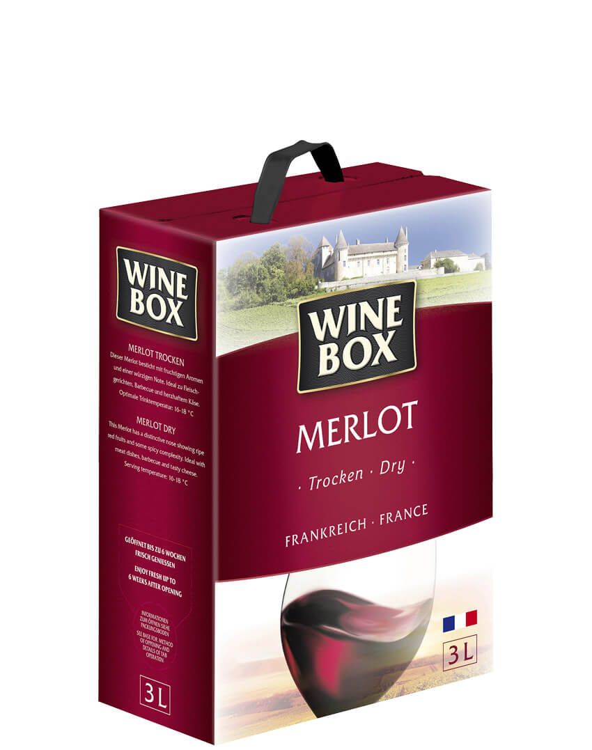 WineBox Merlot trocken 2019 3 Bag-in-Box Liter
