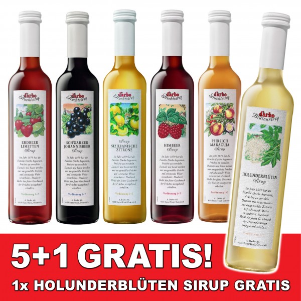Darbo Sirup Set "Sommer-Fruchtmix" 5+1 GRATIS Paket