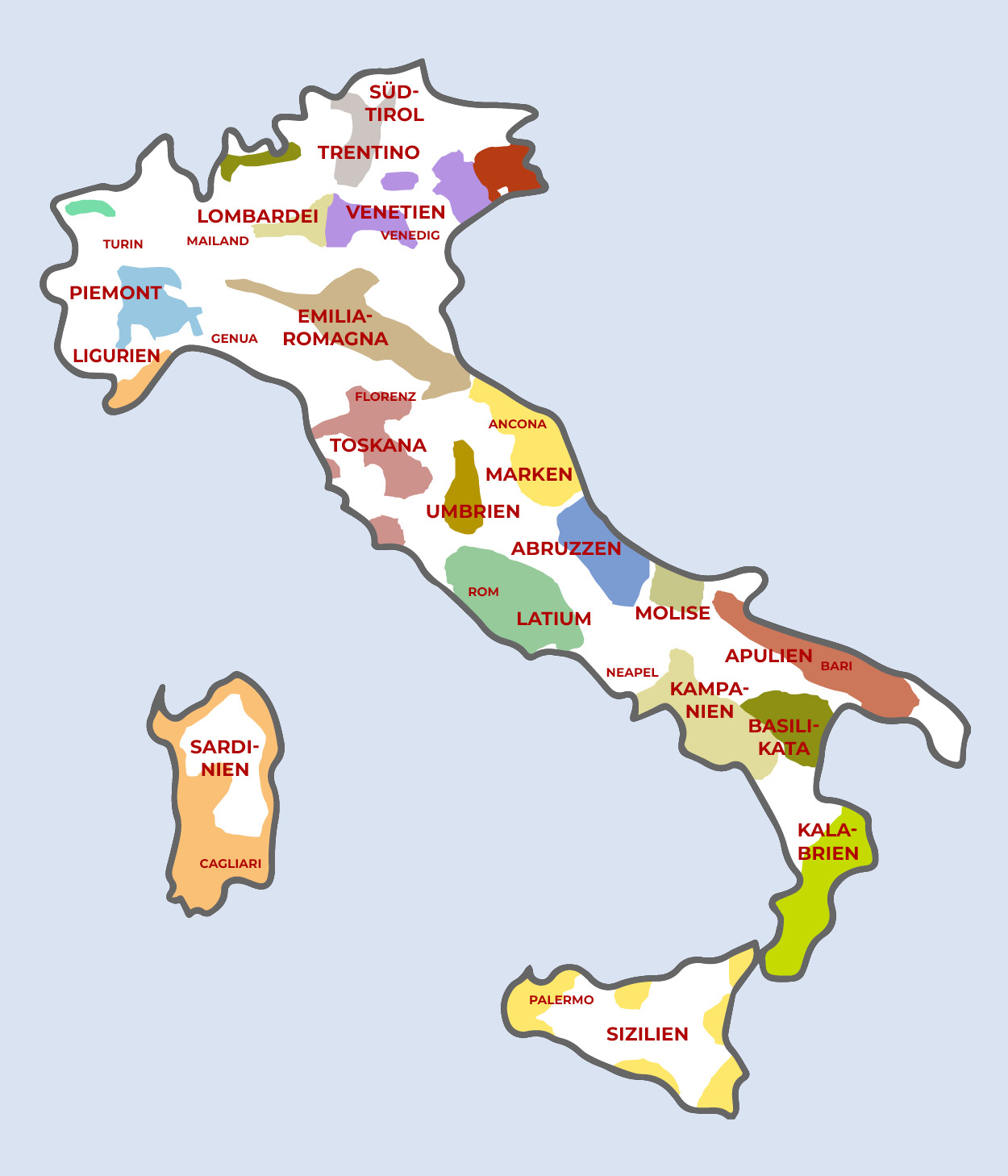 Weinanbaugebiete Italien Karte
