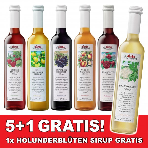 Darbo Sirup Set "Genuss-Mix" 5+1 GRATIS Paket