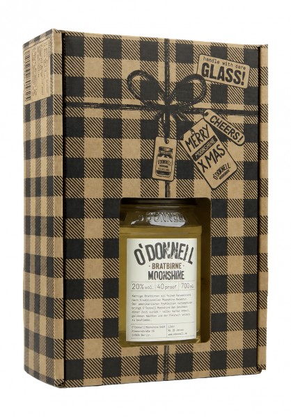 O'Donnell Moonshine Geschenkbox XMas Bratbirne Alk.20vol.% 0,7l inkl. Ausgießer und Emailletasse