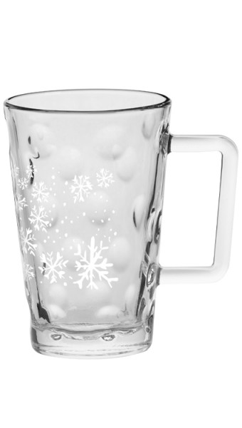 Dubbe Tässel Klarglas 0,25l mit Schneeflockenmotiv