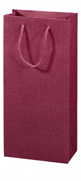 Famulus - 2er Tragetasche &quot;Satina Bordeaux&quot; - elegante Papiertragetasche mit Leinenstruktur
