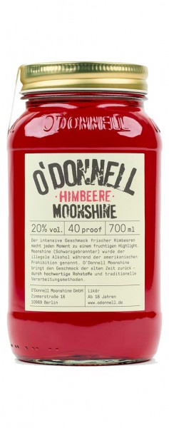O'Donnell Moonshine - Himbeer - Sonderedition Alk.20vol.% 0,7l