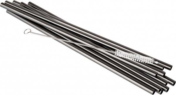 APS - Trinkhalm Edelstahl Ø6 mm L21,5 cm 11 tlg. Gunmetal
