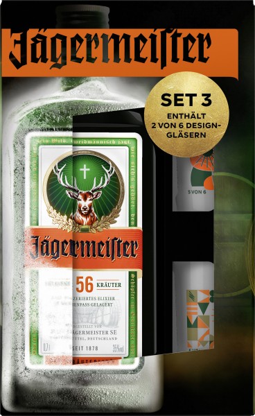 Jägermeister Alk.35vol.% 0,7l + 2Shotgläser "Set 3"