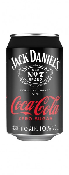 Jack Daniel&#039;s Whiskey &amp; Coca-Cola Zero Alk.10vol.% 0,33l Dose