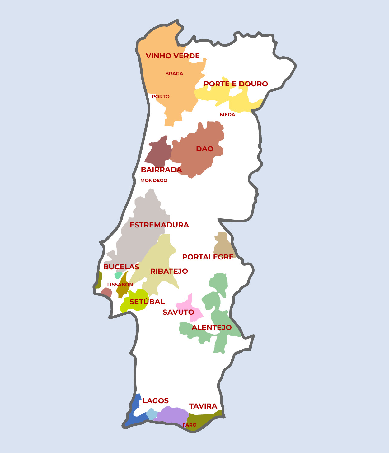 Weinanbaugebiete Portugal Karte