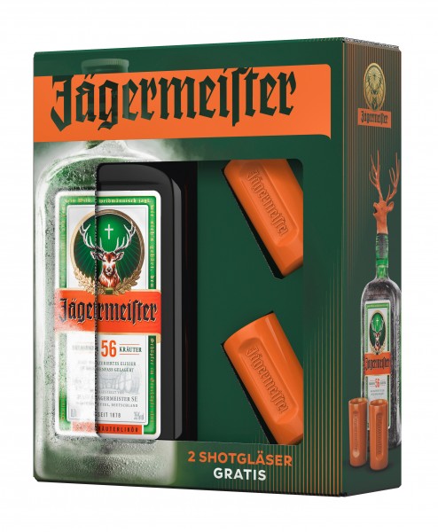 Jägermeister 0,7l 35Vol.% mit 2 Shotgläsern