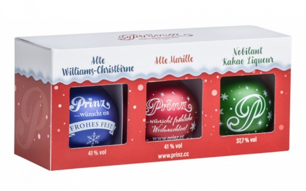 Prinz Christbaumkugeln gefüllt Alk.377% bis 41vol.% 3x004l Prinz Fein-Brennerei Wasgau Weinshop DE