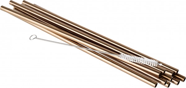 APS - Trinkhalm Edelstahl Ø6 mm L21,5 cm 11 tlg. Kupfer
