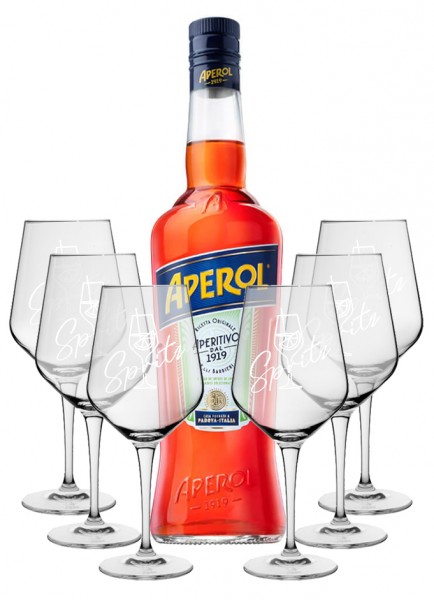 Geschenk-Set Aperol mit 6 Gläsern Sonderedition &quot;Spritz&quot;