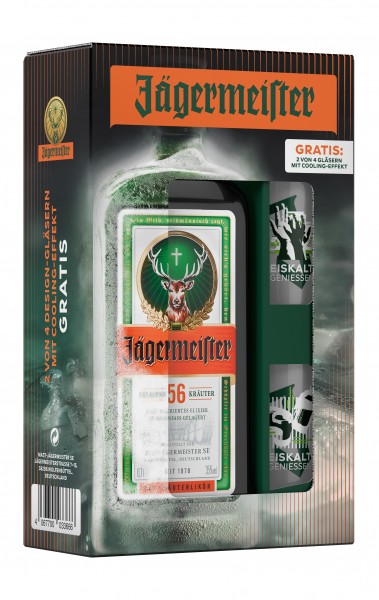Jägermeister 0,7l 35Vol.% mit 2 Shotgläsern