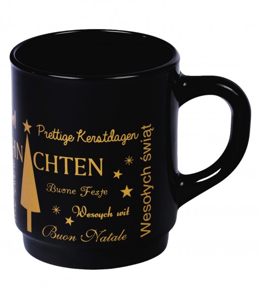 Böckling Glühweinglas "Frohe Weihnachten" schwarz/gold 0,2l